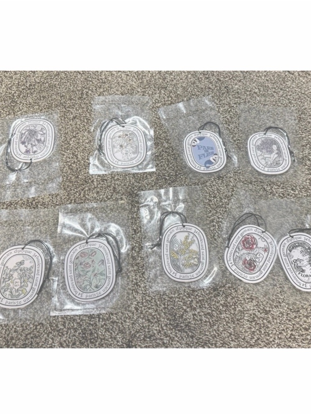 Diptyque Car Air Freshener, 9 Floral Scents With Free Ribbon Sealed 9